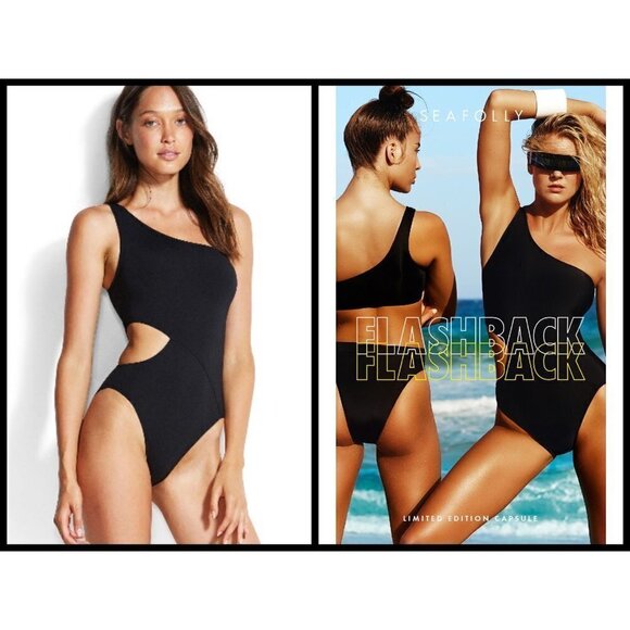 💕SEAFOLLY💕 Flashback Monroe One Piece Black - Picture 1 of 8